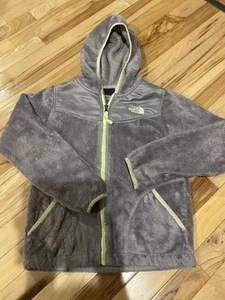 Sz 8/10 NORTH FACE Gray Neon Trim OSO Basic Fleece Jacket - Picture 1 of 8