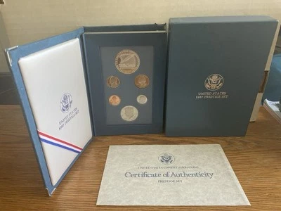 1987 US MINT PRESTIGE PROOF SET w/BOX COA 90% SILVER .77 oz COMMEMORATIVE DOLLAR - Image 1 of 3