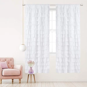 Weiße Rüschenvorhänge - Rüschenvorhang für Schlafzimmer, Prinzessin Vorhänge für Gir... - Bild 1 von 7