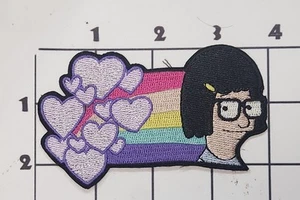 Bob's Burger Tina Patch Embroidered Iron on Rainbow Hearts - Picture 1 of 1