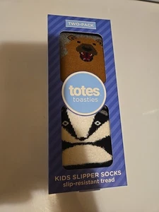 Totes Toasties Kinder Hausschuhe Socken mit Profilbär & Stinktier, Größe: 7-10 Jahre - Bild 1 von 6