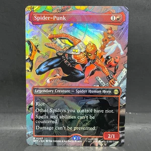 2025 MTG MARVEL'S SPIDER-MAN BORDERLESS SPIDER-PUNK 0207 FOIL (RARE) - Picture 1 of 2