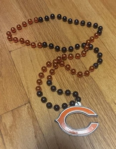 Mardi Gras Bead Necklace Team Spirit Sports Beads NFL CHICAGO BEARS  - Picture 1 of 3