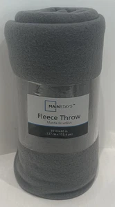 Mainstays Fleece Throw Blanket 50" x 60" Grey NEW - Picture 1 of 12