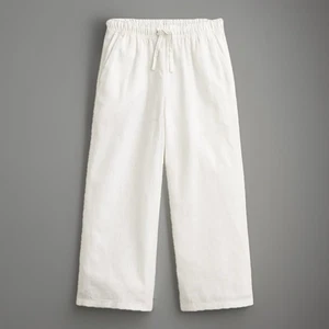 J. Crew Girls' Soleil Pant Linen Cotton White Wide Leg Drawstring Size 6 Beachy - Picture 1 of 12