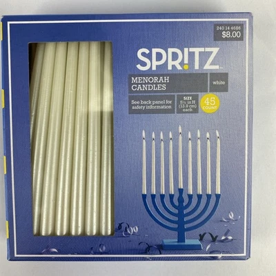 Velas de cera 45ct 5.5" Menorah Hanukkah Menorah branco perolizado Chanucá NOVO - Imagem 1 de 4