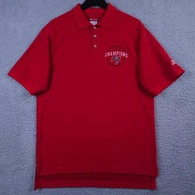 Camisa Polo De Colección Tampa Bay Buccaneers Para Hombres M Roja PlayDry Super Bowl XXXVII Reebok Foto 1 de 4