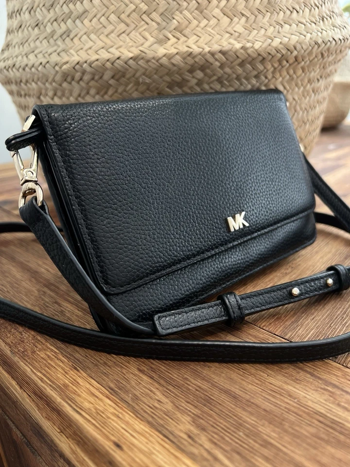 Genuine Michael Kors Black Convertible Wallet Crossbody Bag - Image 1 of 4