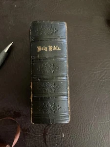 HOLY BIBLE antique CIVIL WAR leather old Large Pocket Size New And Old Test - Bild 1 von 10