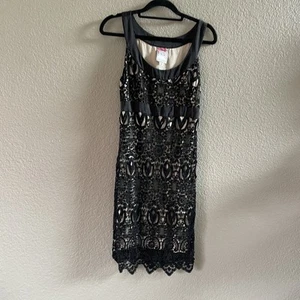 Yoana Baraschi Dress Womens 4 Black Nude Overlay Lace Sleeveless Party Cocktail - Picture 1 of 9