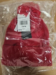 ADIDAS CUFFED KNIT POM ONE SIZE FITS ALL. RED. SKU IA9251. FREE SHIPPING - Picture 1 of 5