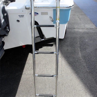Folding 4 Steps Boat Ladder Stainless Steel Heavy Duty Telescoping Ladder - image 1 of 4