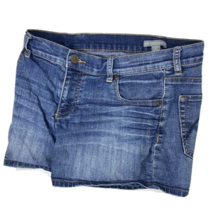 New York And Company Denim Shorts Flat Front Medium Wash Blue Women Sz 4 Stretch - Picture 1 of 7