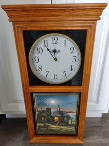 Reloj de pared regulador de alas salvajes madera de roble con foto de perro de cabina Terry Redlin - Imagen 1 de 6
