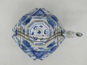 Porcelain Hand Painted Blue And White Chinese Tea Pot Dragon Kangxi Mark - Picture 1 of 12