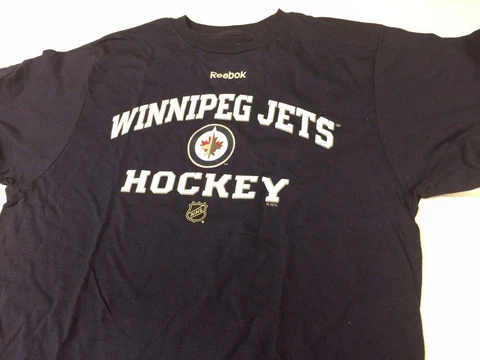 Winnipeg Jets NHL Hockey Center Ice Reebok Shirt Mens Navy New Cover