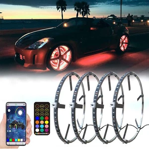 4X 14.5'' RGB Wheel Ring Lights LED Light For Truck Car Rim Lights Bluetooth APP - Picture 1 of 12