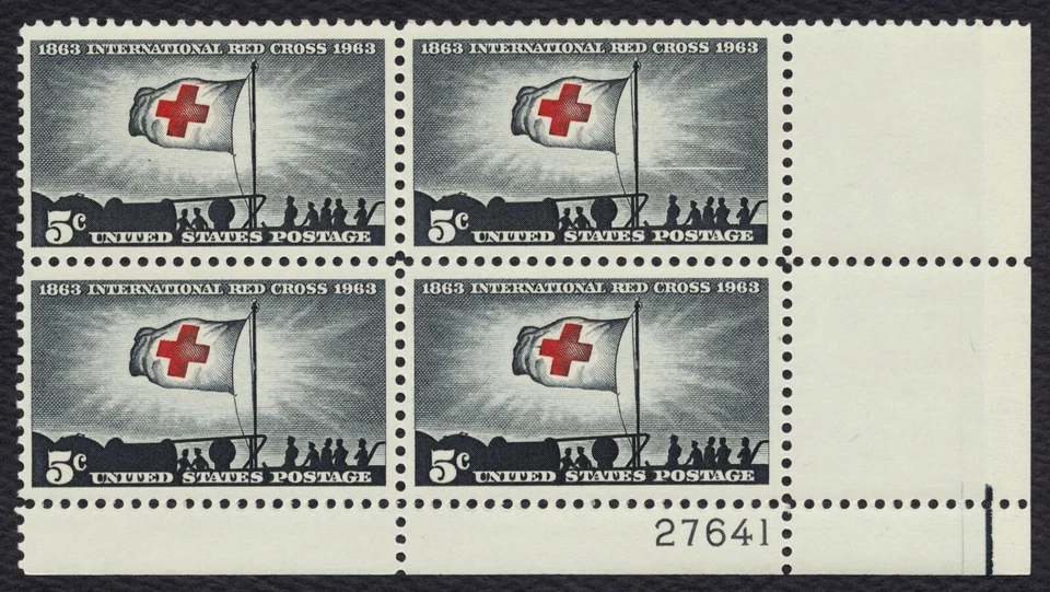 #1239 5c International Red Cross, Plate Block [27641 LR] **ANY 5=FREE SHIPPING** - Image 1 of 1