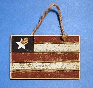 Americana Flag Distressed Hanging Sign - Ornament - Patriotic - USA - July 4 - Picture 1 of 3