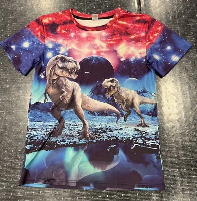 Camiseta Cosmic Tyrannosaurus Rex Dinosaurio Mezcla Elástica Talla Grande Doble Cara Foto 1 de 4