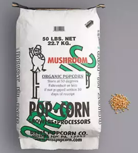50 lb. Bulk Supply HI-POP Organic Large Yellow Mushroom Popcorn Kernels Non-GMO - Picture 1 of 10