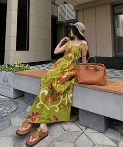 NWT ZARA 100% Cotton Printed Midi Dress Green 2183/010 Sizes XS S M L - Picture 1 of 9