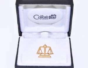 Colibri Stainless Steel Gold Plated Scale of Justice Tie Tack - Picture 1 of 1
