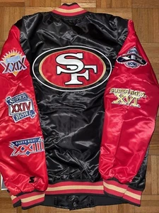 San Francisco 49ers Super Bowl 5x Champion Patch Starter Satén Hombres L Chaqueta - Imagen 1 de 9