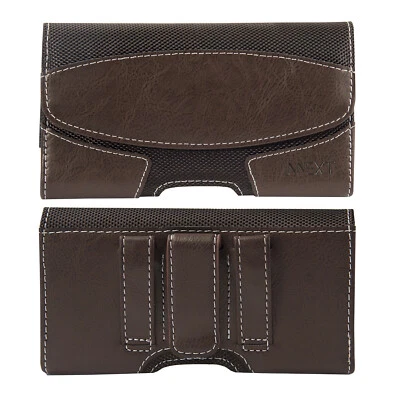 Horizontal Leather Cell Phone Pouch Case Cover Holder Carrying Belt Clip Holster - Image 1 of 4