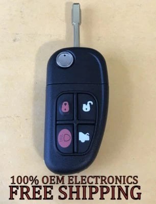 NEW JAGUAR XJ8 S TYPE X TYPE FLIP KEYLESS REMOTE FOB TRANSMITTER NHVWB1U241 - Image 1 of 2