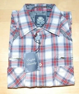 English Laundry BLAQUE LABEL Mens Dress Shirt Collared  Rust Plaid Size M 1275 - Picture 1 of 3