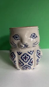 Yokohama Studios Hand Painted Cat Blue N White Coffee Tea Mug 14 Oz - Picture 1 of 7