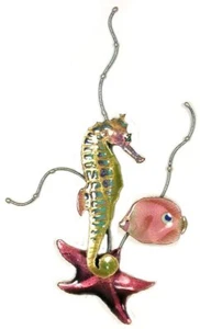 Bovano - Wall Sculpture - Rainbow Seahorse w. Starfish & Mini Pink Butterflyfish - Picture 1 of 1
