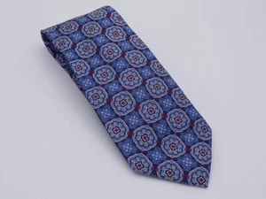 JoS. A. Bank Classic Collection blaue Herrenkrawatte Seide Medaillon mit rotem Akzent - Bild 1 von 5