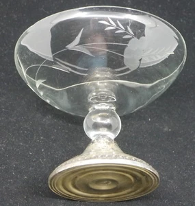 VINTAGE CROSBY STERLING SILVER WEIGHTED COMPOTE, CANDY DISH, CUT GLASS TOP - Picture 1 of 5