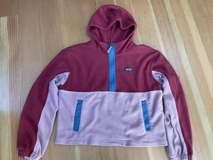 Patagonia Girls Size XXL Boxy Fleece Hoodie Fuchsia Multi Colored Quarter Zip - Picture 1 of 3