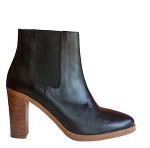 A.P.C. APC 39 Talon Black Leather Round Toe Ankle Boots 8.5 - Picture 1 of 5