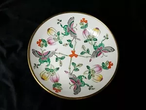 Ciotola vintage dipinta a mano farfalle ottone incassato Hong Kong 7,5" bellissima! - Foto 1 di 6