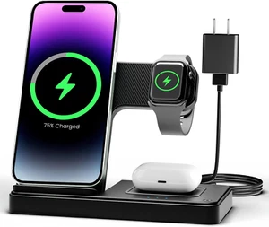 Wireless Charger iPhone Charging Station: 3 in 1 Charger Stand Multiple Devices - Picture 1 of 9