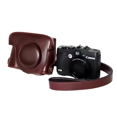 Camera bag for Canon Powershot G15 G16 Leather protective cover Wear-resistant - Image 1 of 4