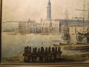 VENEZIA DIPINTI , COPPIA ANTICA DI DIPINTI DI VENEZIA , BACINO S.MARCO - Foto 1 di 12