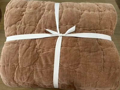 Pottery Barn Cozy Cloud cotton chenille Handcrafted Quilt Full Queen Rosewood - Image 1 of 3