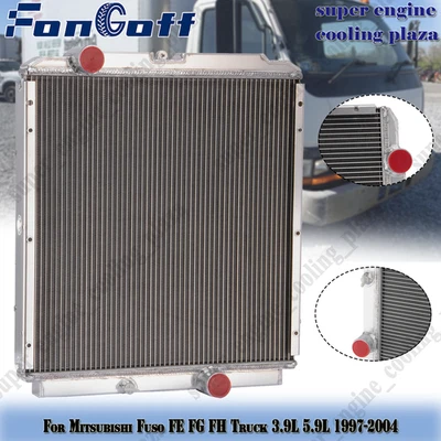 2-Row Aluminum Radiator For Mitsubishi Fuso FE FG FH Truck 3.9L 5.9L 1997-2004 - Image 1 of 4