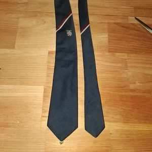 ALPI Vintage SKINNY Necktie  SILK NAVY blue lion coat of arms crest logo metal - Picture 1 of 8