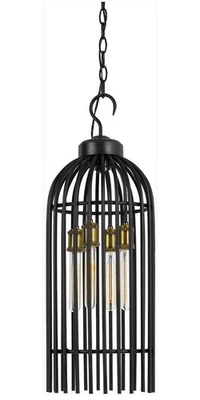 Cal Lighting 4-Light Antique Brass Birdcage Chandelier, Metal, Edison Bulbs E - Image 1 of 4
