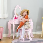Kids Vanity Table & Stool Girls Dressing Set Make Up Desk with Mirror Pink