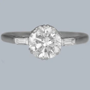 Art Deco 1.44ct Diamond Solitaire Engagement Ring Platinum Gem Lab Cert ca.1920 - Picture 1 of 12