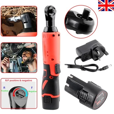 65N.m Cordless Electric Ratchet Wrench 3/8" Right Angle Wrench + 2 Battery UK - Image 1 of 4