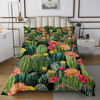 Colcha de cactus, colcha acolchada de pera espinosa, edredón floral amarillo, flujo rojo... Foto 1 de 4