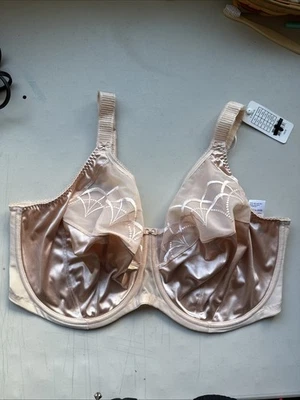 Elomi Cate Tan Full Cup Banded Bra Sheer Underwire Unlined Size 44J EL4030L AE - Image 1 of 3